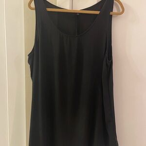 Eileen Fisher Black Silk Long Asymmetrical Sleeveless Tank Top